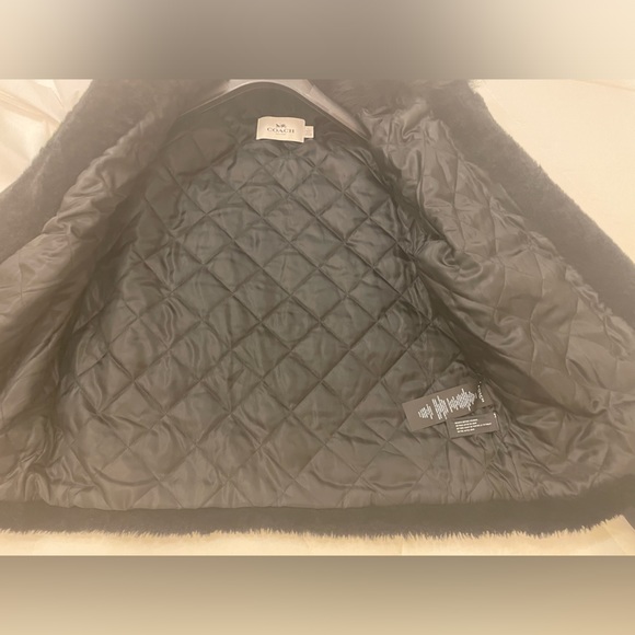 COACH Brand New Ladies WOOL SHEARLING COAT Jacket LEATHER TRIM Women large - Picture 8 of 14